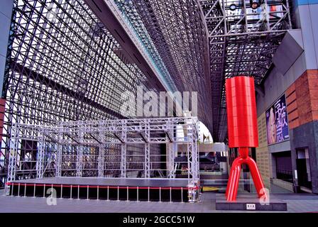 View of Kyoto Station from the “Daikaidan” Grand Stairway, Kyoto, Japan Stock Photo