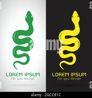 Vector image of an snake on white background and black background. Easy editable layered vector illustration. Wild Animals. Stock Vector