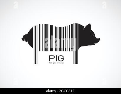 Vector of pig on the body is a barcode. Farm Animals. Pig design. Easy editable layered vector illustration. Stock Vector