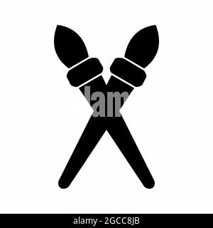 Icon Vector of Pair of Brushes - Black Style - simple illustration. Editable stroke. Design template vector.outline style design.Vector graphic illust Stock Vector