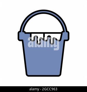 Icon Vector of Ink Bucket - Dark Blue Style - simple illustration. Editable stroke. Design template vector.outline style design.Vector graphic illustr Stock Vector