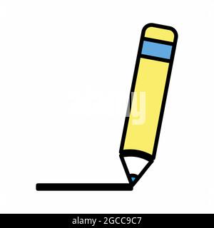 Icon Vector of Pen - Yellow Moon Style- simple illustration. Editable stroke. Design template vector.outline style design.Vector graphic illustration Stock Vector