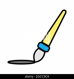 Icon Vector of Brush and Ink - Yellow Moon Style- simple illustration. Editable stroke. Design template vector.outline style design.Vector graphic ill Stock Vector