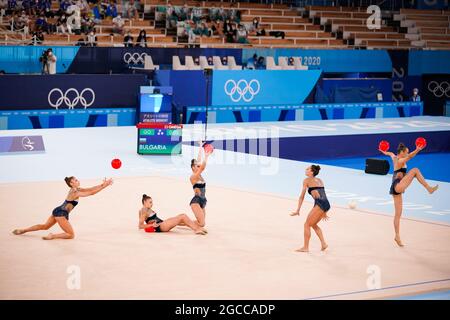 Bulgaria Team Group (BUL),  AUGUST 8, 2021 - Rhythmic Gymnastics : Group All-Around Final  during the Tokyo 2020 Olympic Games  at the Ariake Gymnastics Centre in Tokyo, Japan. (Photo by Kohei Maruyama/AFLO) Stock Photo