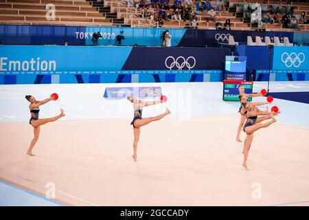 Bulgaria Team Group (BUL),  AUGUST 8, 2021 - Rhythmic Gymnastics : Group All-Around Final  during the Tokyo 2020 Olympic Games  at the Ariake Gymnastics Centre in Tokyo, Japan. (Photo by Kohei Maruyama/AFLO) Stock Photo