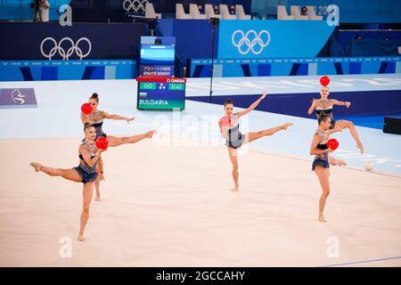 Bulgaria Team Group (BUL),  AUGUST 8, 2021 - Rhythmic Gymnastics : Group All-Around Final  during the Tokyo 2020 Olympic Games  at the Ariake Gymnastics Centre in Tokyo, Japan. (Photo by Kohei Maruyama/AFLO) Stock Photo