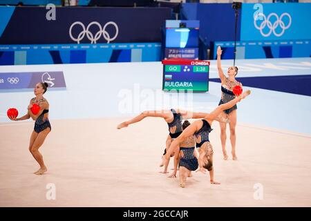 Bulgaria Team Group (BUL),  AUGUST 8, 2021 - Rhythmic Gymnastics : Group All-Around Final  during the Tokyo 2020 Olympic Games  at the Ariake Gymnastics Centre in Tokyo, Japan. (Photo by Kohei Maruyama/AFLO) Stock Photo