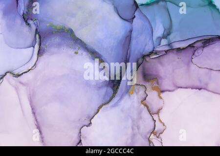 Part of original alcohol ink painting. Modern art. Abstract colorful background, wallpaper. Marble texture. Fluid Art for modern banners, ethereal Stock Photo