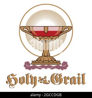 Vintage illustration. Holy grail. Spiritual discernment symbol, religious Christian symbol. Medieval gothic design. Stock Vector