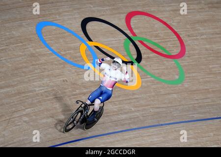 Great Britain medallists from the Tokyo 2020 Olympic Games. File photo dated 06-08-2021 of Great Britain's Jack Carlin celebrates winning bronze in the Men's Sprint Finals at the Izu Velodrome on the fourteenth day of the Tokyo 2020 Olympic Games in Japan. Issue date: Sunday August 8, 2021. Stock Photo