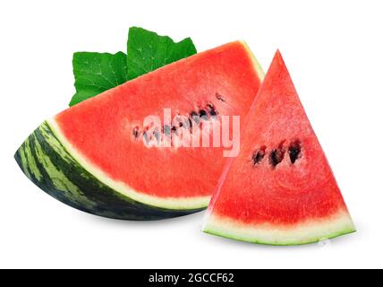 Slice of watermelon isolated on white background. watermelon clipping path Stock Photo
