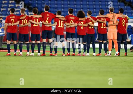 Tokyo, Japan. 07th Aug, 2021. Team Spain before kick-off, Brazil - Spain BRA - ESP 2: 1 after extension AET, Soccer, Men's Final, Football Men Gold Medal Match at International Stadium Yokohama 07.08.2021 Summer Olympics 2020, from 23.07. - 08.08.2021 in Tokyo/Japan. Credit: dpa/Alamy Live News Stock Photo