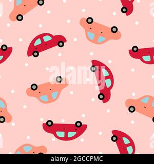 Cute car seamless pattern. Design element for textile, prints for clothes. Vector colorful illustration. Stock Vector