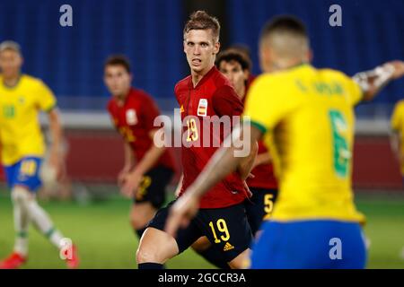 Tokyo, Japan. 07th Aug, 2021. Dani OLMO (ESP), Aktion, Brazil - Spain BRA - ESP 2: 1 after extension AET, Soccer, Men's Final, Football Men Gold Medal Match at International Stadium Yokohama 07.08.2021 Summer Olympics 2020, from 23.07. - 08.08.2021 in Tokyo/Japan. Credit: dpa/Alamy Live News Stock Photo