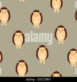 Cute hedgehog seamless pattern. Design element for textile, prints for clothes. Vector colorful illustration. Stock Vector