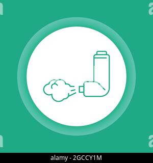 Throat spray color button icon. Pharmaceutical drug. Asthma inhaler. Pictogram for web page, mobile app, promo. Stock Vector
