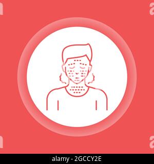Skin rash color button icon. Dermatological diseases. Allergy symptom. Pictogram for web page, mobile app, promo. UI UX GUI design element. Editable s Stock Vector