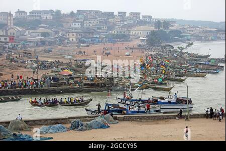 Fishing Boats In Elmina Harbour, Ghana Stock Photo