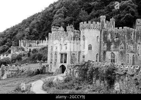 Gwrych Castle is a Grade I listed 19th-century country house near Abergele in Conwy, Wales Stock Photo