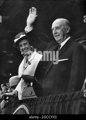 SPAIN - 30 May 1968 - General Francisco Franco (right 1892-1975) Francisco Franco with his wife Carmen Polo (1900-1988) - Photo: Geopix Stock Photo