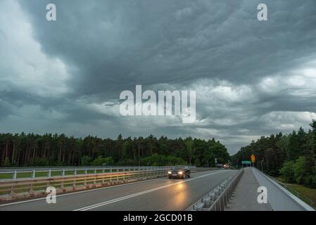 View of the road before the storm Stock Photo