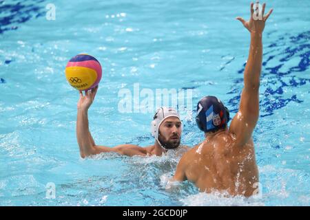 VLACHOPOULOS Angelos (GRE), AUGUST 8, 2021 - Water Polo :  Men's Gold Medal Match between Greece 10 - 13 Serbia during the Tokyo 2020 Olympic Games at the Tatsumi Water Polo Centre in Tokyo, Japan. (Photo by AFLO SPORT) Stock Photo