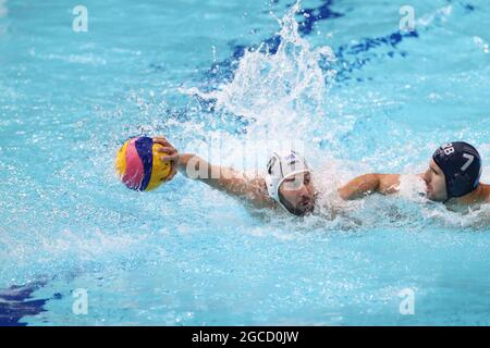 VLACHOPOULOS Angelos (GRE), AUGUST 8, 2021 - Water Polo :  Men's Gold Medal Match between Greece 10 - 13 Serbia during the Tokyo 2020 Olympic Games at the Tatsumi Water Polo Centre in Tokyo, Japan. (Photo by AFLO SPORT) Stock Photo