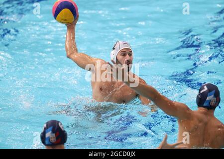 VLACHOPOULOS Angelos (GRE), AUGUST 8, 2021 - Water Polo :  Men's Gold Medal Match between Greece 10 - 13 Serbia during the Tokyo 2020 Olympic Games at the Tatsumi Water Polo Centre in Tokyo, Japan. (Photo by AFLO SPORT) Stock Photo