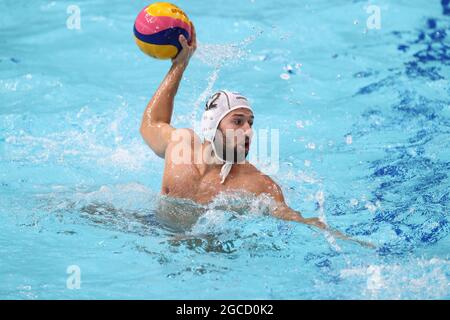 VLACHOPOULOS Angelos (GRE), AUGUST 8, 2021 - Water Polo :  Men's Gold Medal Match between Greece 10 - 13 Serbia during the Tokyo 2020 Olympic Games at the Tatsumi Water Polo Centre in Tokyo, Japan. (Photo by AFLO SPORT) Stock Photo