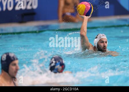 VLACHOPOULOS Angelos (GRE), AUGUST 8, 2021 - Water Polo :  Men's Gold Medal Match between Greece 10 - 13 Serbia during the Tokyo 2020 Olympic Games at the Tatsumi Water Polo Centre in Tokyo, Japan. (Photo by AFLO SPORT) Stock Photo