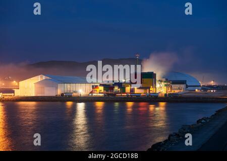 View of the Port of Bilbao at night, Biscay, Basque Country, Euskadi, Spain, Europe Stock Photo