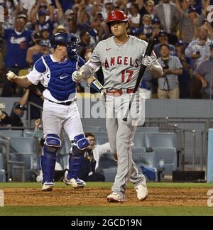 Los Angeles Angels pinch hitter Shohei Ohtani wears a jersey with