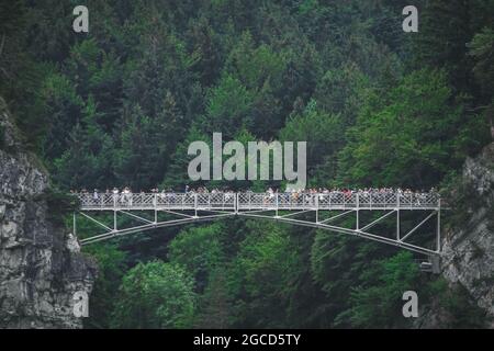 Marienbrucke or Bridge of Queen Mary spanning the spectacular Pollat Gorge near Schloss Neuschwanstein castle, Germany. Stock Photo