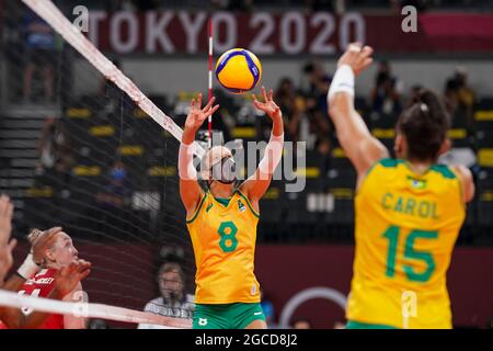 Tokyo, Japan. 24th July, 2021. T'QUIO, TO - 24.07.2021: TOKYO 2020 OLYMPIAD  TOKYO - Wallace do Brasil during the Brazil-Tunisia volleyball game at the  Tokyo 2020 Olympic Games held in 2021, the