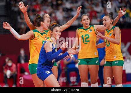 Tokyo, Japan. 06th Aug, 2021. T'QUIO, TO - 06.08.2021: TOKYO 2020 OLYMPIAD  TOKYO - Gabi do Brasil during the Brazil vs South Korea volleyball game at  the Tokyo 2020 Olympic Games held