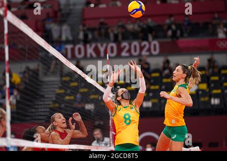 Tokyo, Japan. 06th Aug, 2021. T'QUIO, TO - 06.08.2021: TOKYO 2020 OLYMPIAD  TOKYO - Gabi do Brasil during the Brazil vs South Korea volleyball game at  the Tokyo 2020 Olympic Games held