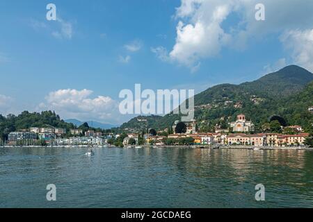 view of the town, Laveno-Mombello, Lake Maggiore, Lombardy, Italy Stock Photo