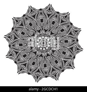 mandala background design of abstract pattern design with floral line art Stock Vector