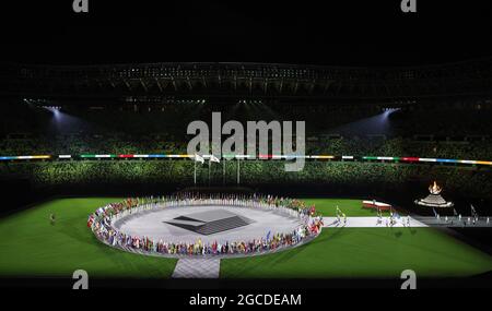 Tokyo, Japan. 08th Aug, 2021. Parade of Flags during the 2020 Summer Olympics Closing Ceremony at Olympic Stadium in Tokyo, Japan on Sunday, August 8, 2021. Photo by Tasos Katopodis/UPI Credit: UPI/Alamy Live News Stock Photo