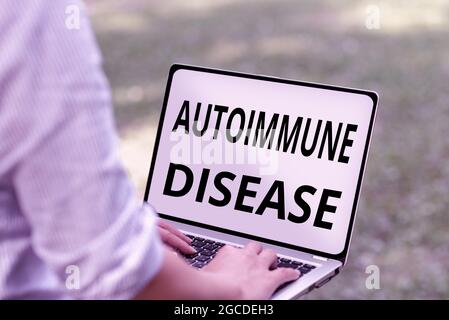 Handwriting text Autoimmune Disease. Business approach body tissues are attacked by its own immune system Online Jobs And Working Remotely Connecting Stock Photo