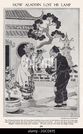 Vintage illustration of Aladdin / The Book of One Thousand and One Nights (The Arabian Nights). Stock Photo