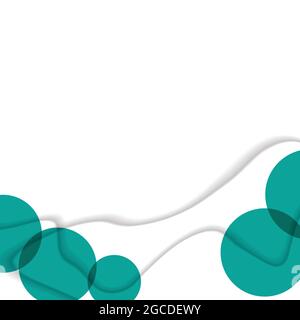 Abstract background with colorful paper cut shapes. Design for poster, banner, card. White and green abstract round illustration. 3D paper images with Stock Vector