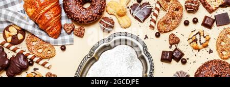 Mix of sweets: cookies, chocolates and pralines. Graphic resources Stock Photo