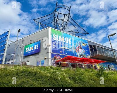 Oberhausen (Centro), Germany - July 9. 2021: View on sealife building in summer against blue sky Stock Photo