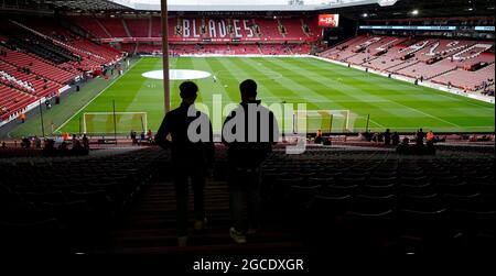 Sheffield, England, 7th August 2021.  Fans during the Sky Bet Championship match at Bramall Lane, Sheffield. Picture credit should read: Andrew Yates / Sportimage Stock Photo