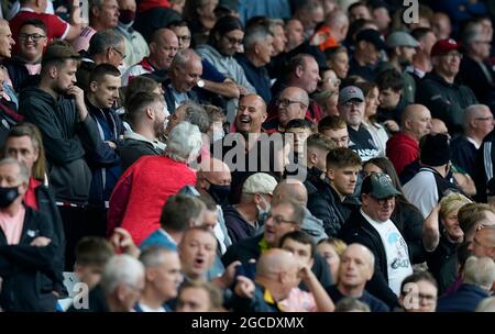 Sheffield, England, 7th August 2021.  Fans during the Sky Bet Championship match at Bramall Lane, Sheffield. Picture credit should read: Andrew Yates / Sportimage Stock Photo