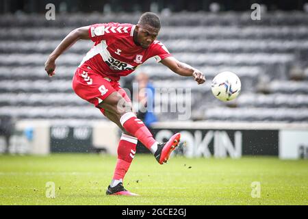 LONDON, UK. AUG 8TH Anfernee Dijksteel of Middlesbrough during the Sky Bet Championship match between Fulham and Middlesbrough at Craven Cottage, London on Sunday 8th August 2021. (Credit: Tom West | MI News) Credit: MI News & Sport /Alamy Live News Stock Photo