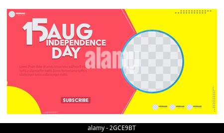 15th August Happy Independence Day India vector illustration. youtube thumbnail design template Stock Vector