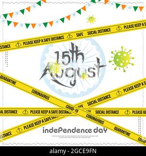 happy independence day India. corona virus covid-19 concept. Stock Vector