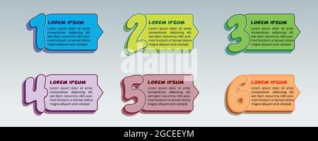 Infographic design template with numbers six option eps 10 Stock Vector
